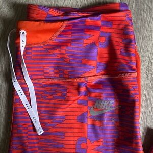 Nike Air Epic Fast High Rise 7/8 Leggings Gym Pants Orange & Purple Size Large